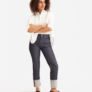NWT Everlane Size 25 High-Rise Straight Cuffed Jean Dark Indigo